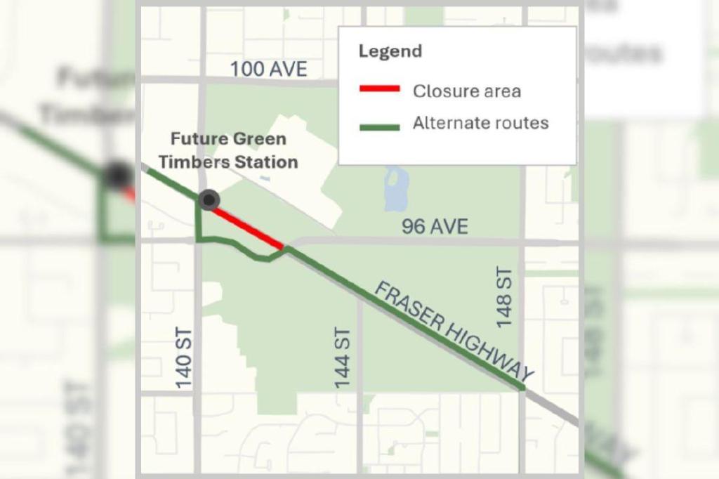 Portion of Fraser Highway in Surrey to close for SkyTrain construction