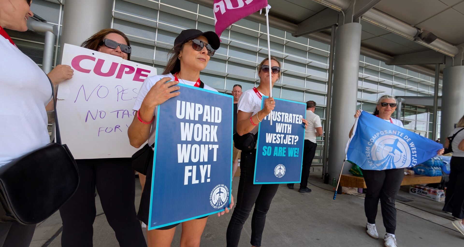 'We’re a volleyball': Travellers in Winnipeg stranded as WestJet flight attendants strike kicks off