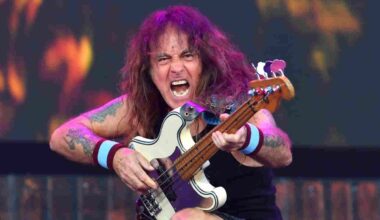 Iron Maiden&rsquo;s Steve Harris performing onstage