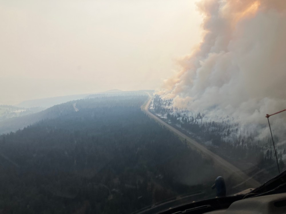 A planned ignition for the Pear Lake wildfire in B.C.'s Cariboo region burns in this Wednesday, July 29, 2026 handout photo. THE CANADIAN PRESS/Handout, B.C. Wildfire Service (Mandatory Credit)