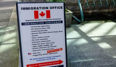 A sign outside a Canadian immigration office.