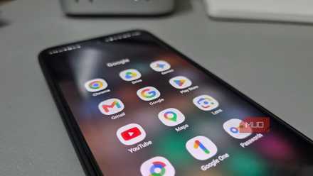 Android phone showing a folder of Google apps