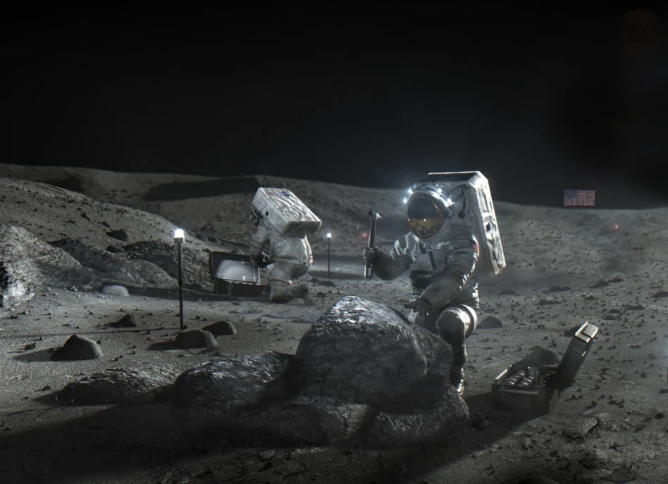 Artist's concept of crews working on the Moon. Image: NASA