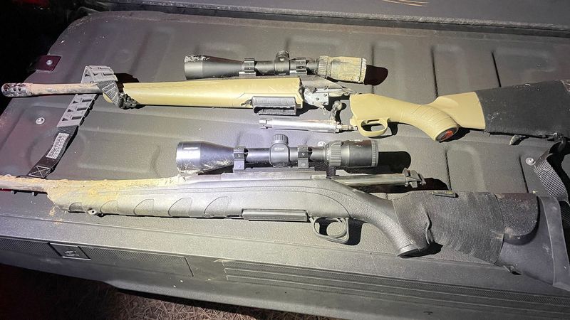 During the investigation, enforcement officers were able to recover two rifles that were thrown from the perpetrator's vehicle. (Photo courtesy Alabama Department of Conservation and Natural Resources)