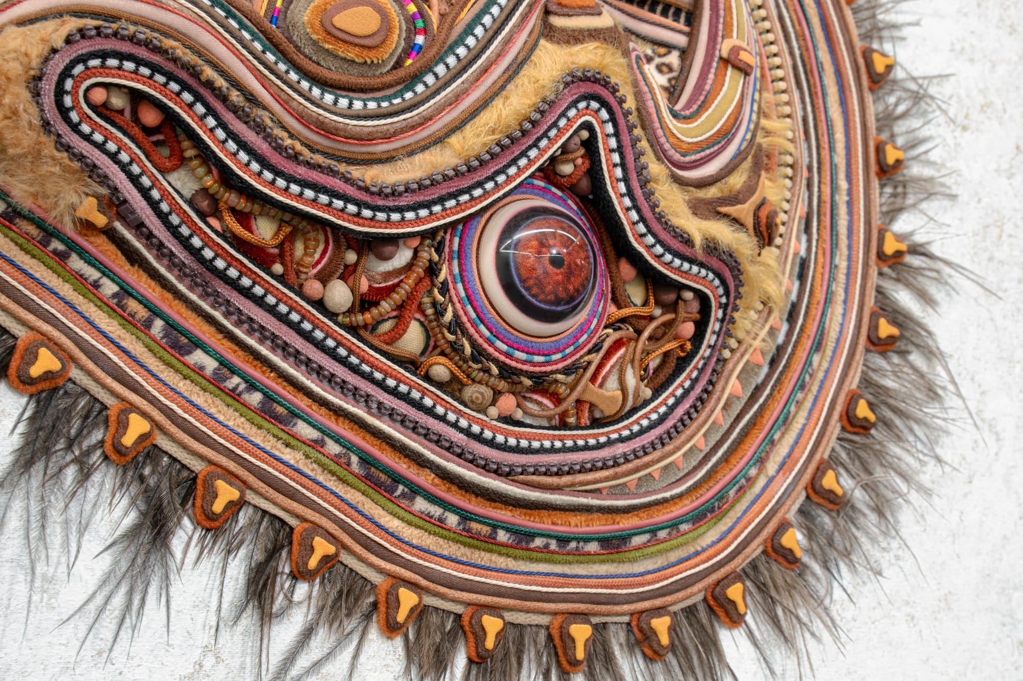 detail of a sculptural relief by sungho bae of an abstract form made of organs, tissues, and more