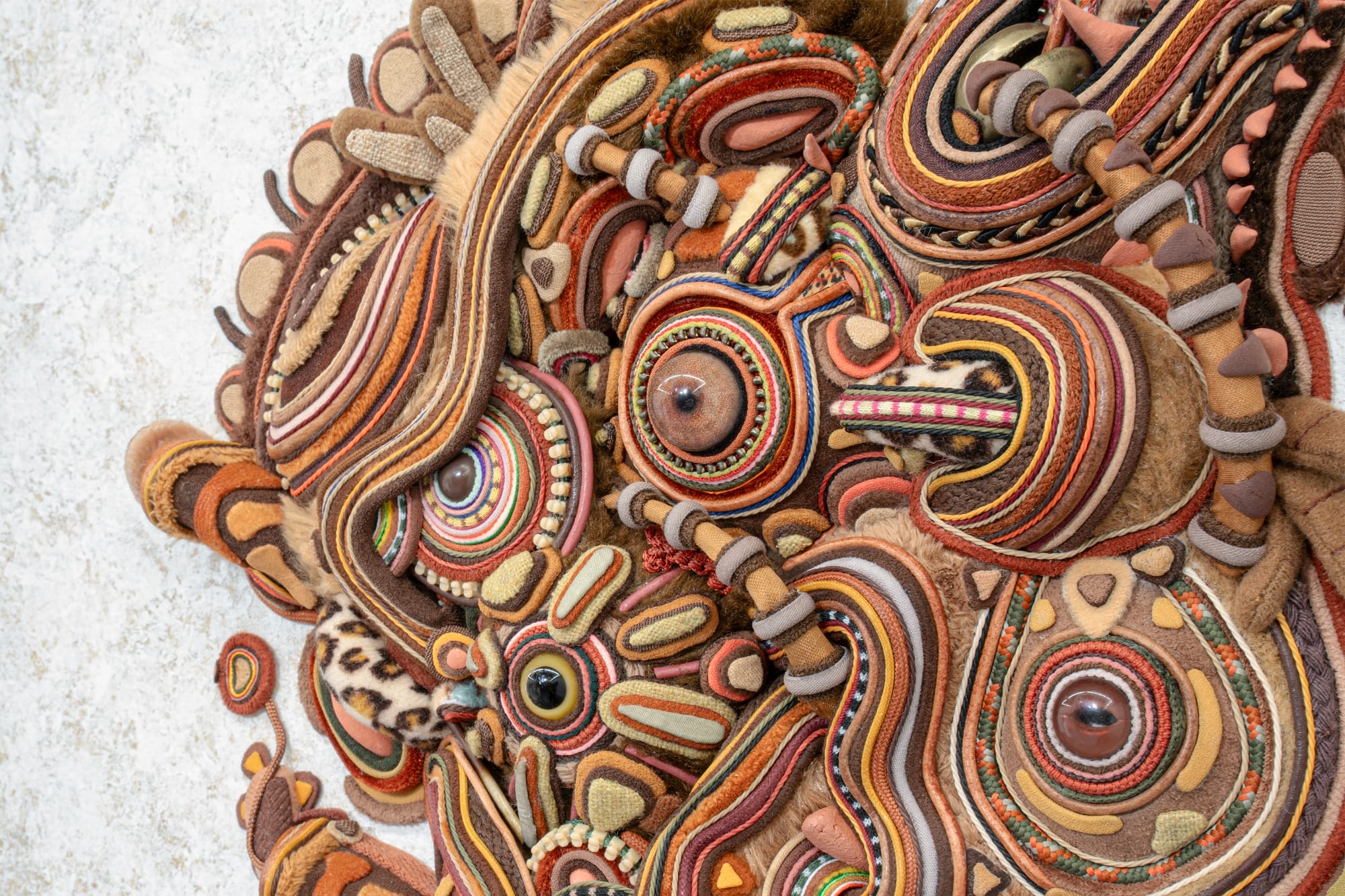 detail of a sculptural relief by sungho bae of an abstract form made of organs, tissues, and more