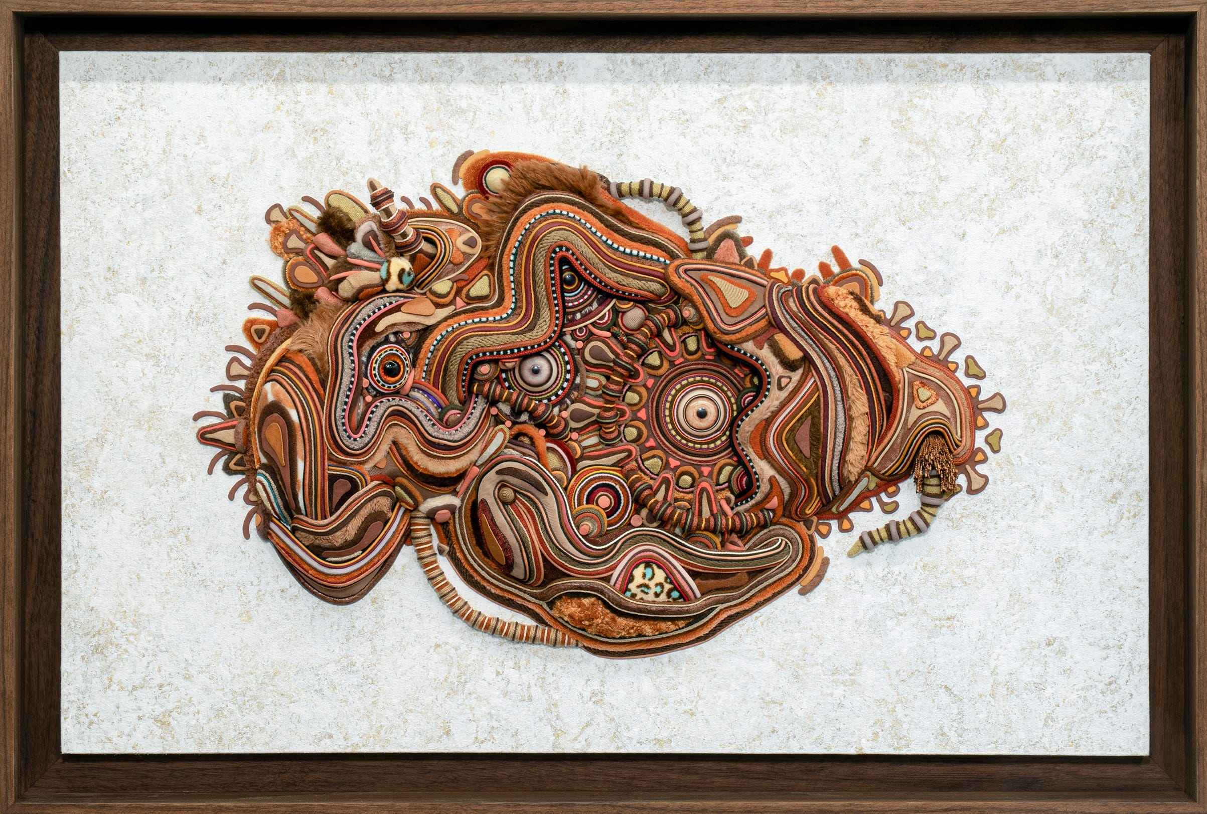 a sculptural relief by sungho bae of an abstract form made of organs, tissues, and more