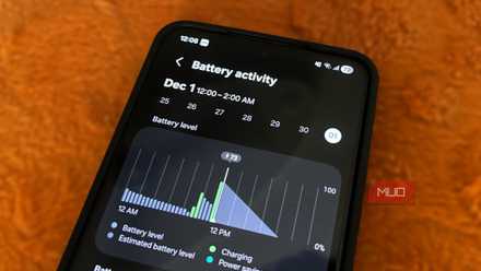 Battery usage menu on Android phone