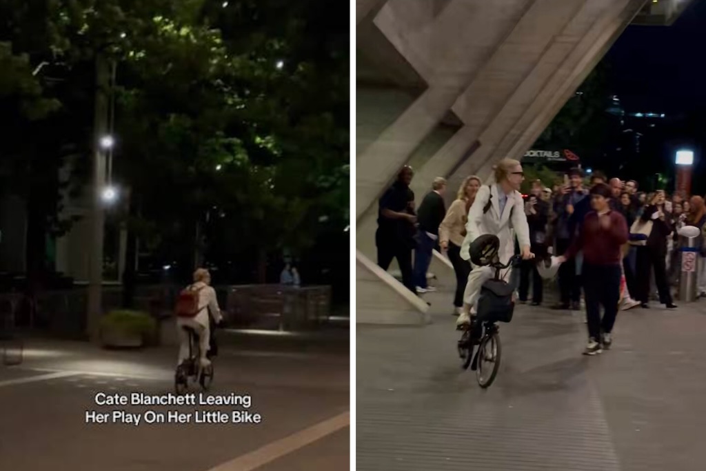 Cate Blanchett Goes Viral After Cycling Away From London Theatre on a Brompton