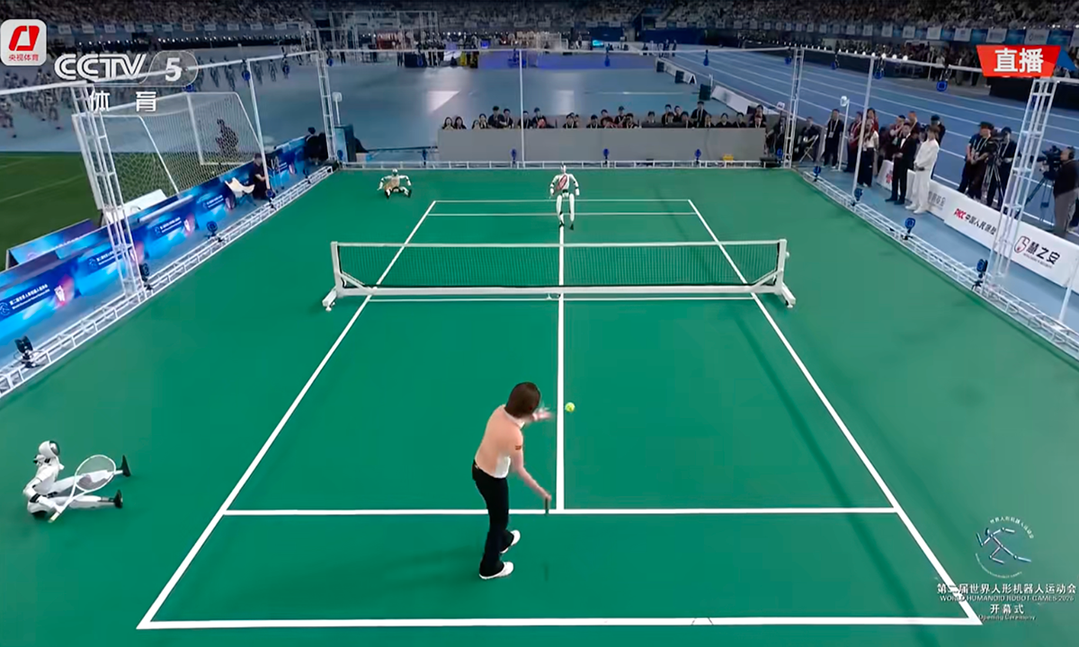 China's Galbot robot takes on tennis star Zheng Jie in world's first human-robot match