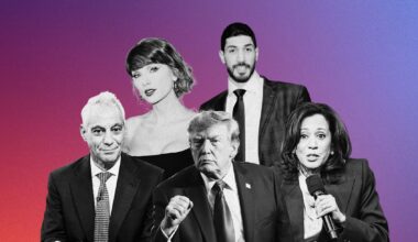 Rahm Emanuel, Taylor Swift, Enes Kanter Freedom, Donald Trump and Kamala Harris (Illustration by Salon / Getty Images / Shannon Finney / Win McNamee / Christian Bruna / Jared Siskin / Patrick McMullan / Jamie McCarthy)