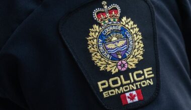 An Edmonton police badge seen in Edmonton, Friday, Sept. 19, 2025. THE CANADIAN PRESS/Jason Franson