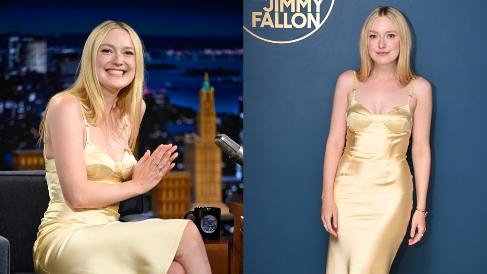 Dakota Fanning wears Mugler on "The Tonight Show Starring Jimmy Fallon" on Aug. 11 in New York City.