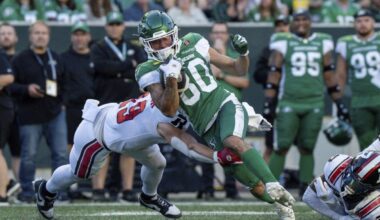 ‘Never going to flinch’: Injury-riddled Roughriders receiving corps step up against Ottawa