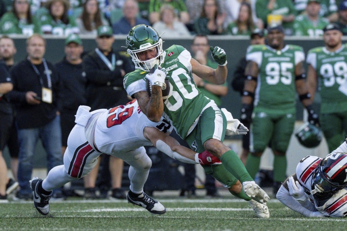 ‘Never going to flinch’: Injury-riddled Roughriders receiving corps step up against Ottawa