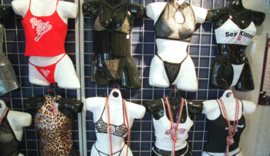 Erotic clothing in a shop window.