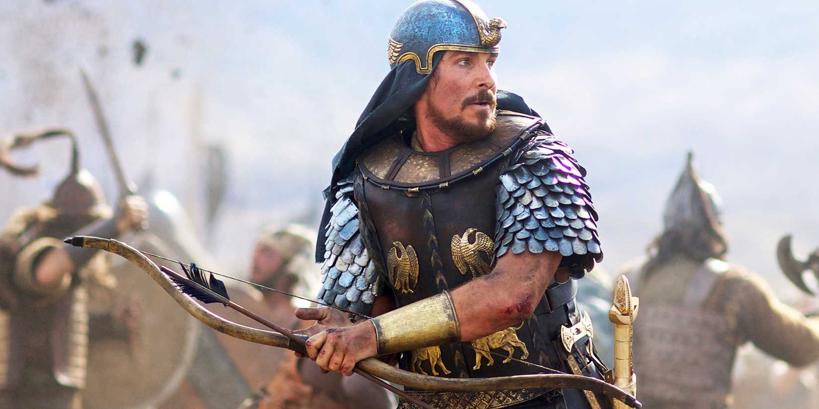Christian Bale as Moses on the battlefield in Exodus: Gods and Kings