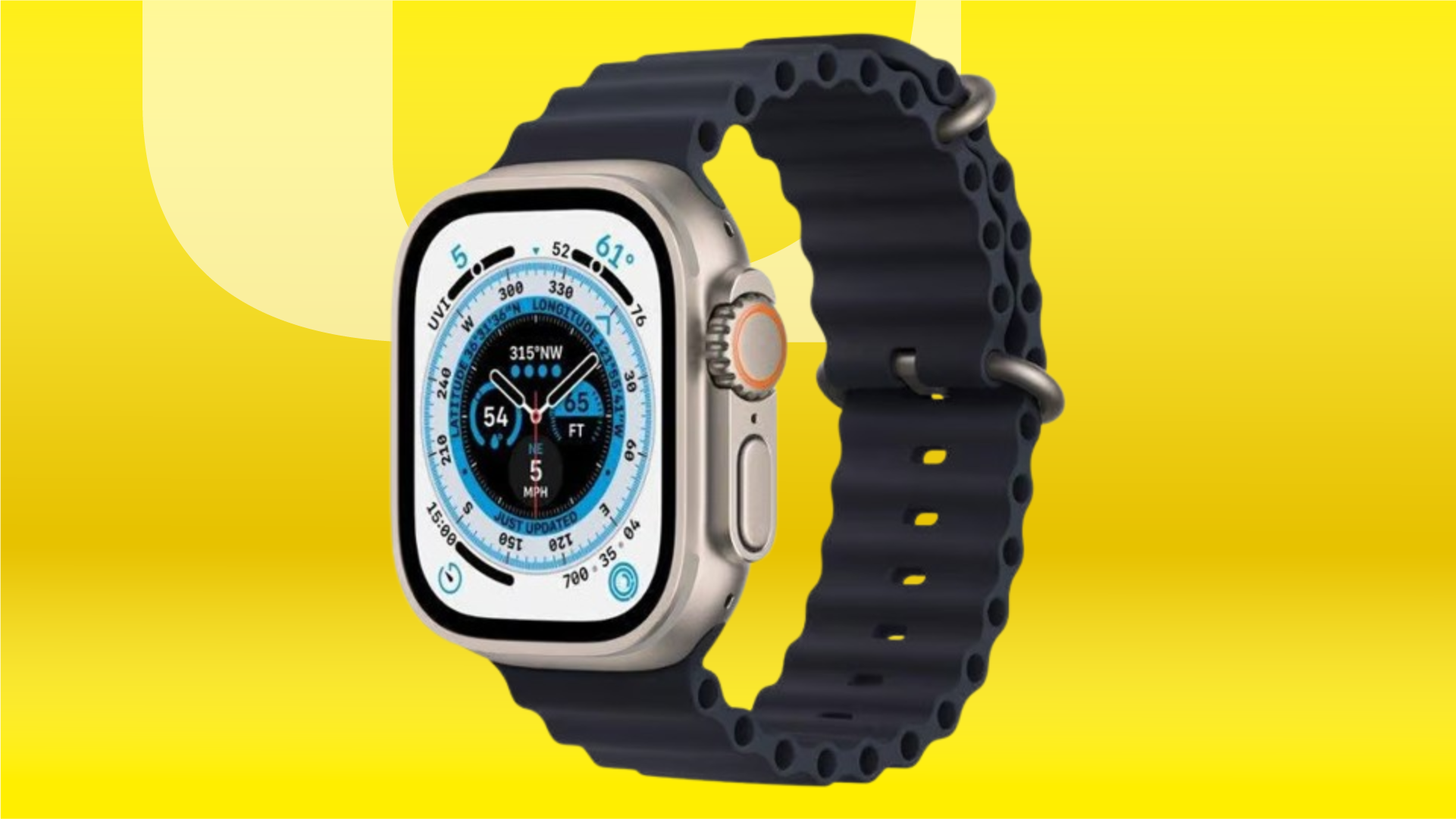 apple watch ultra against CNET's yellow commerce background
