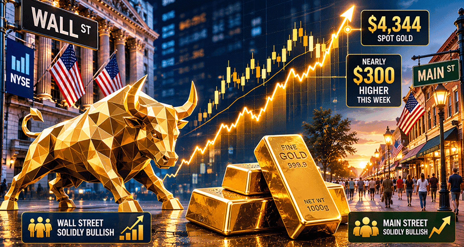 Wall Street, Main Street solidly bullish as prices end the week nearly $300 higher