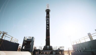 Firefly’s Alpha Flight 7 rocket at Space Launch Complex 2 ahead of a March 11, 2026 launch at Vandenberg SFB, California. Credit: Firefly Aerospace