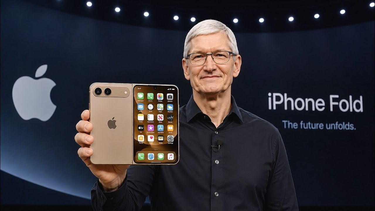 Concept rendering of a potential foldable iPhone Ultra device.