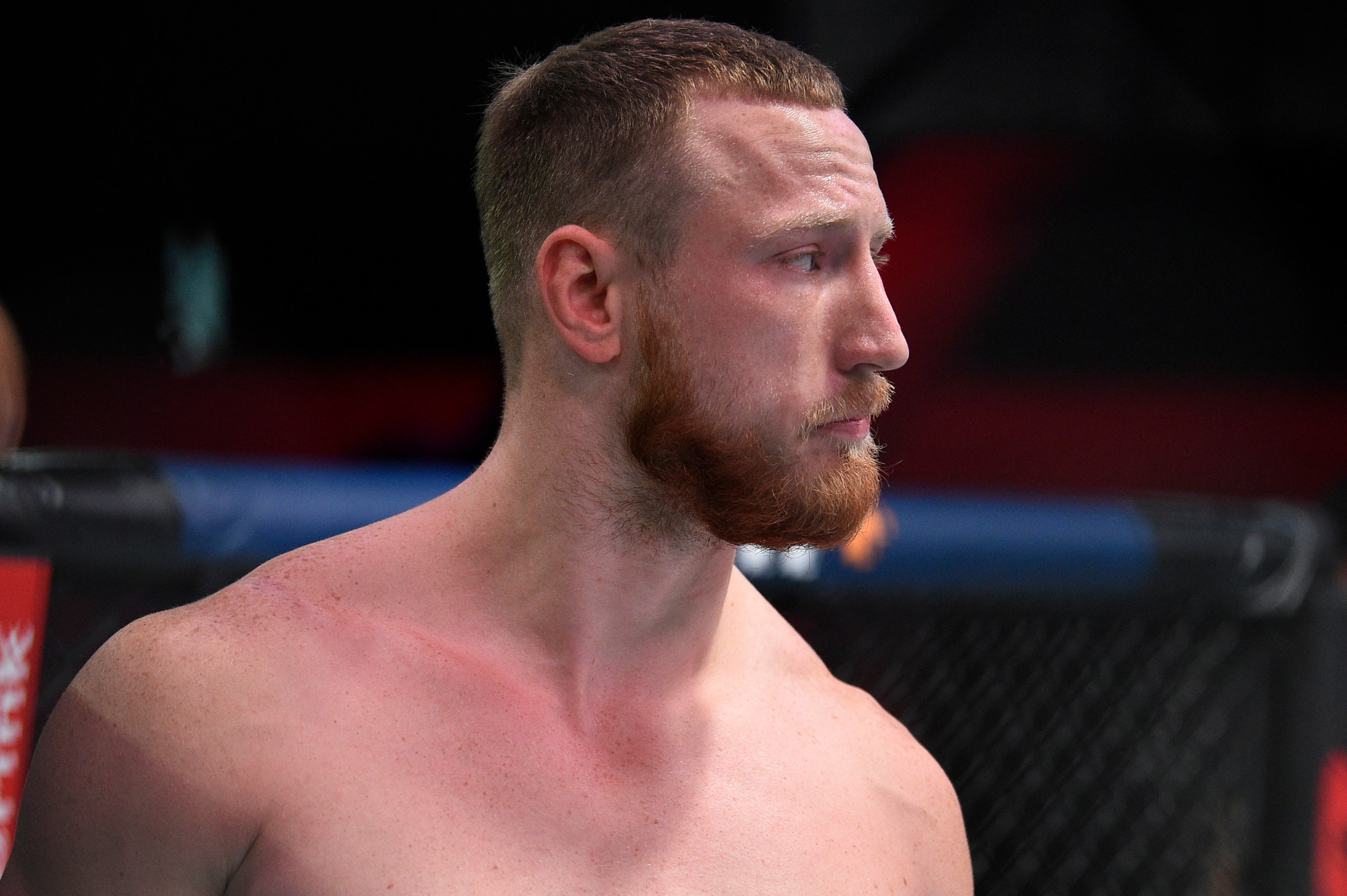 LAS VEGAS, NEVADA - AUGUST 11: Joe Pyfer prepares to fight Dustin Stoltzfus in a middleweight fight during week two of Dana White’s Contender Series season four at UFC APEX on August 11, 2020 in Las Vegas, Nevada. (Photo by Chris Unger/DWCS LLC/Zuffa LLC)