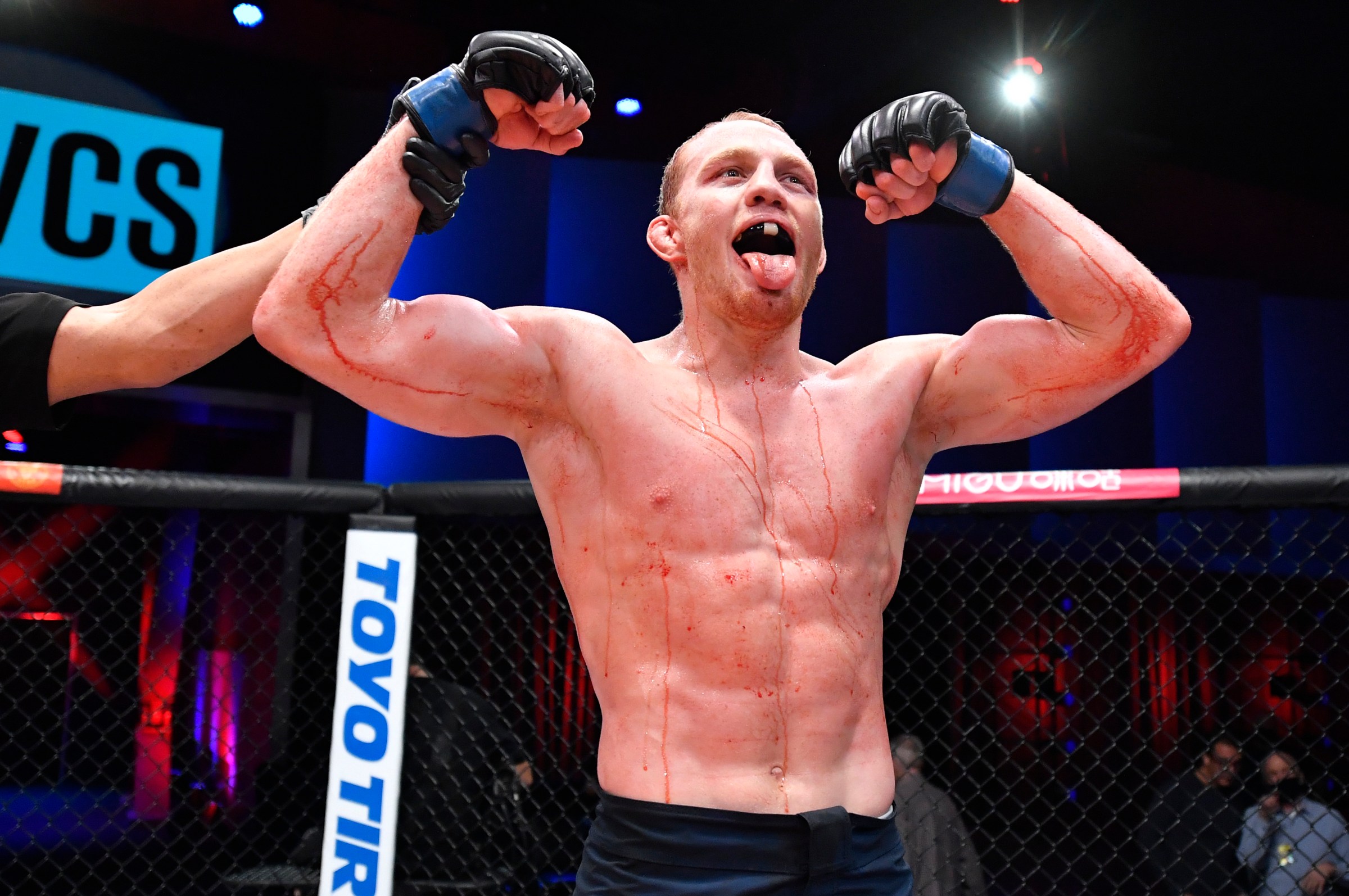 LAS VEGAS, NEVADA - SEPTEMBER 14: Jack Della Maddalena reacts after his unanimous-decision victory over Ange Loosa in a welterweight fight during Dana White’s Contender Series season five week three at UFC APEX on September 14, 2021 in Las Vegas, Nevada. (Photo by Chris Unger/Zuffa LLC)