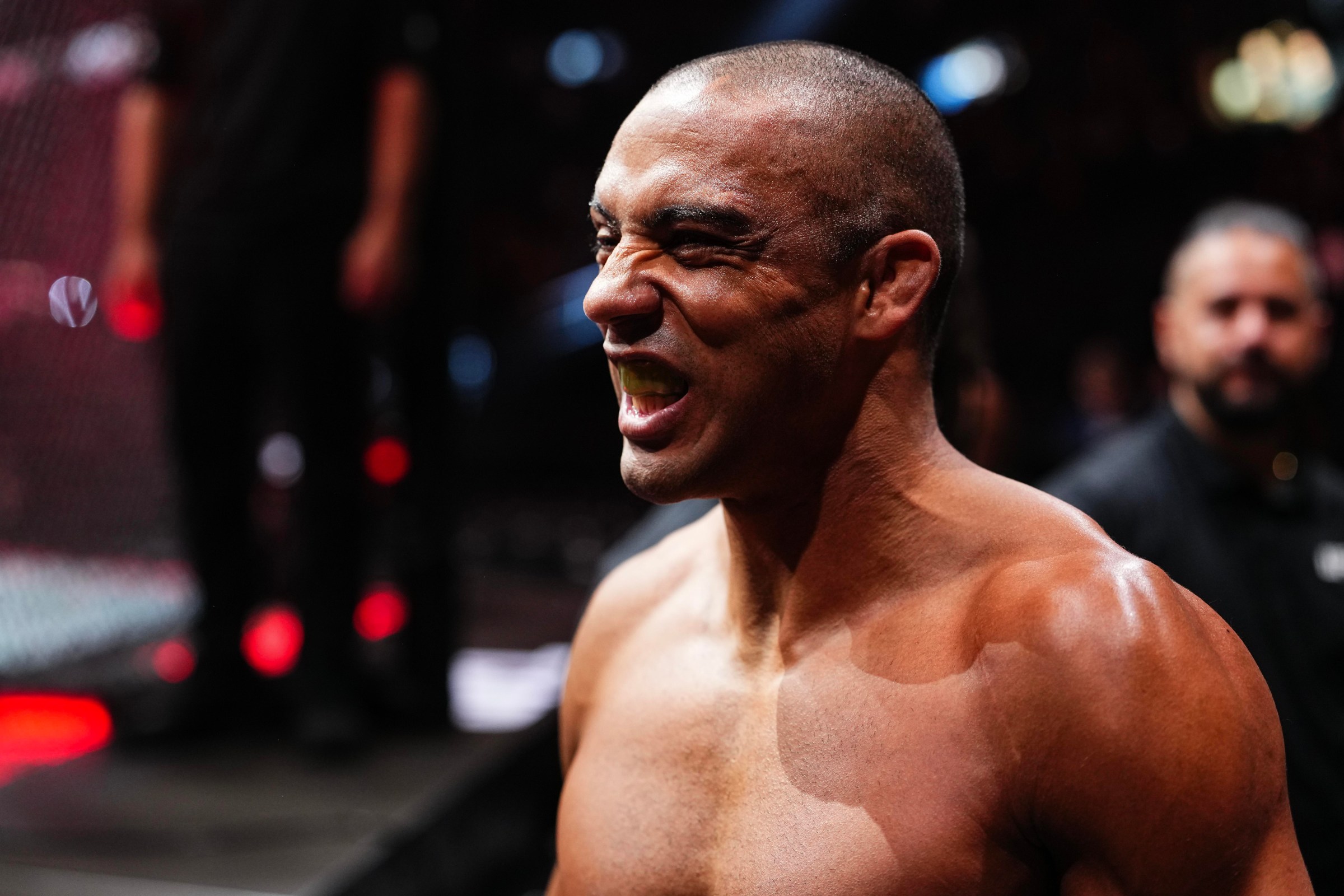 Edson Barboza makes his 33rd walk to the Octagon at UFC 330.