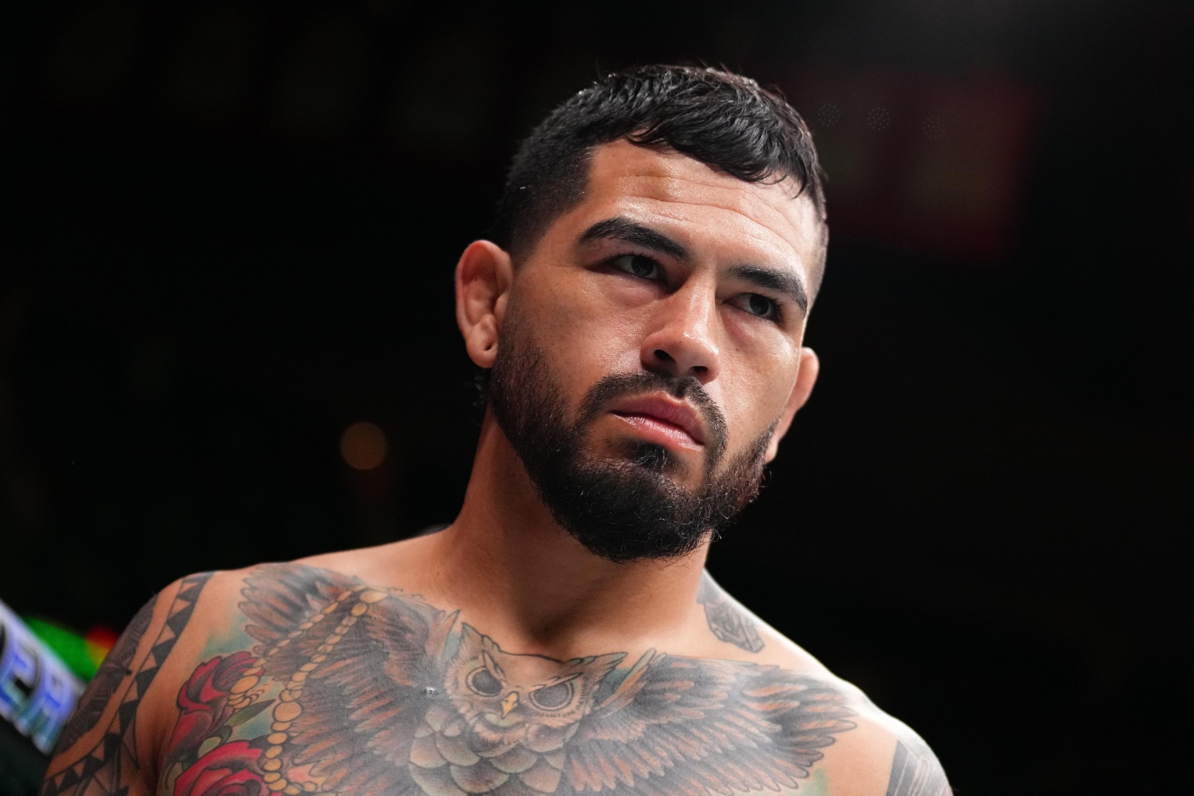 HOUSTON, TEXAS - FEBRUARY 21: Anthony Hernandez prepares to face Sean Strickland in a middleweight fight during the UFC Fight Night event at Toyota Center on February 21, 2026 in Houston, Texas. (Photo by Chris Unger/Zuffa LLC)