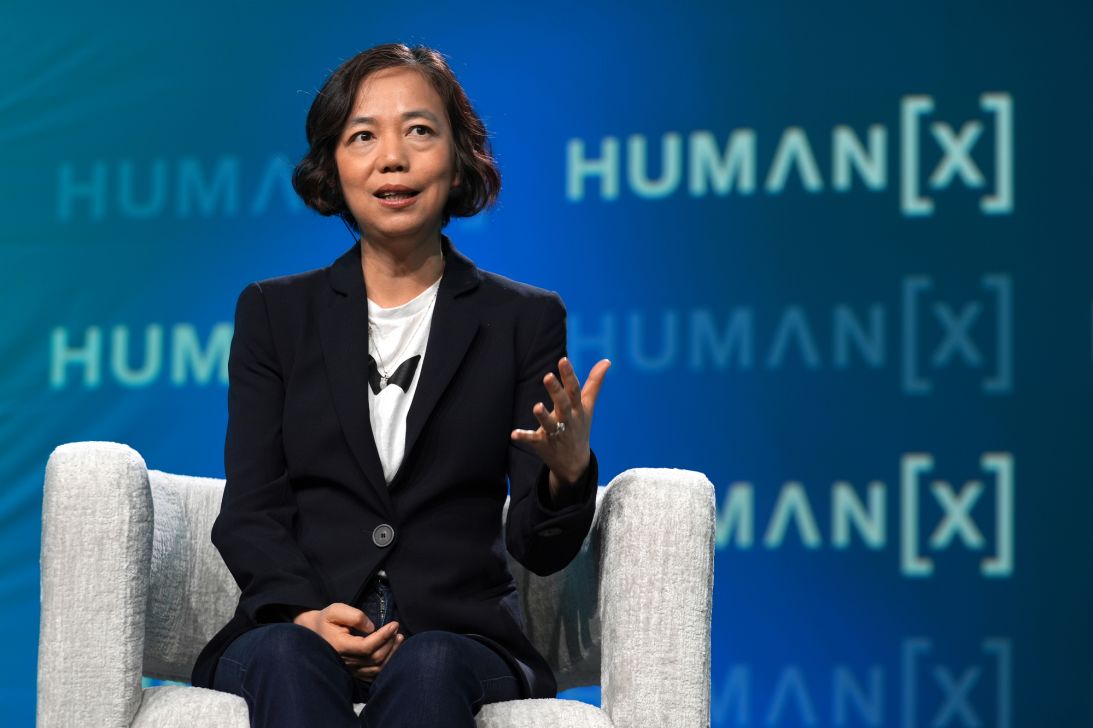 Fei-Fei Li speaks at a panel at a conference on April 6, 2026, in San Francisco.
