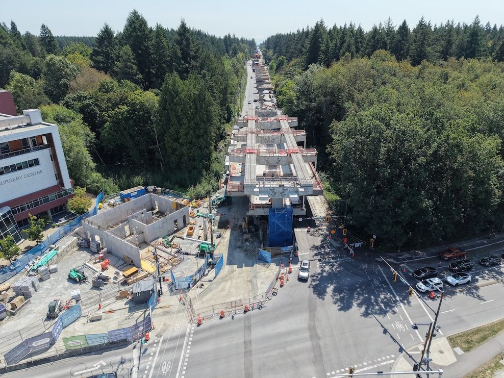 green timbers station surrey langley skytrain construction july 14 2026