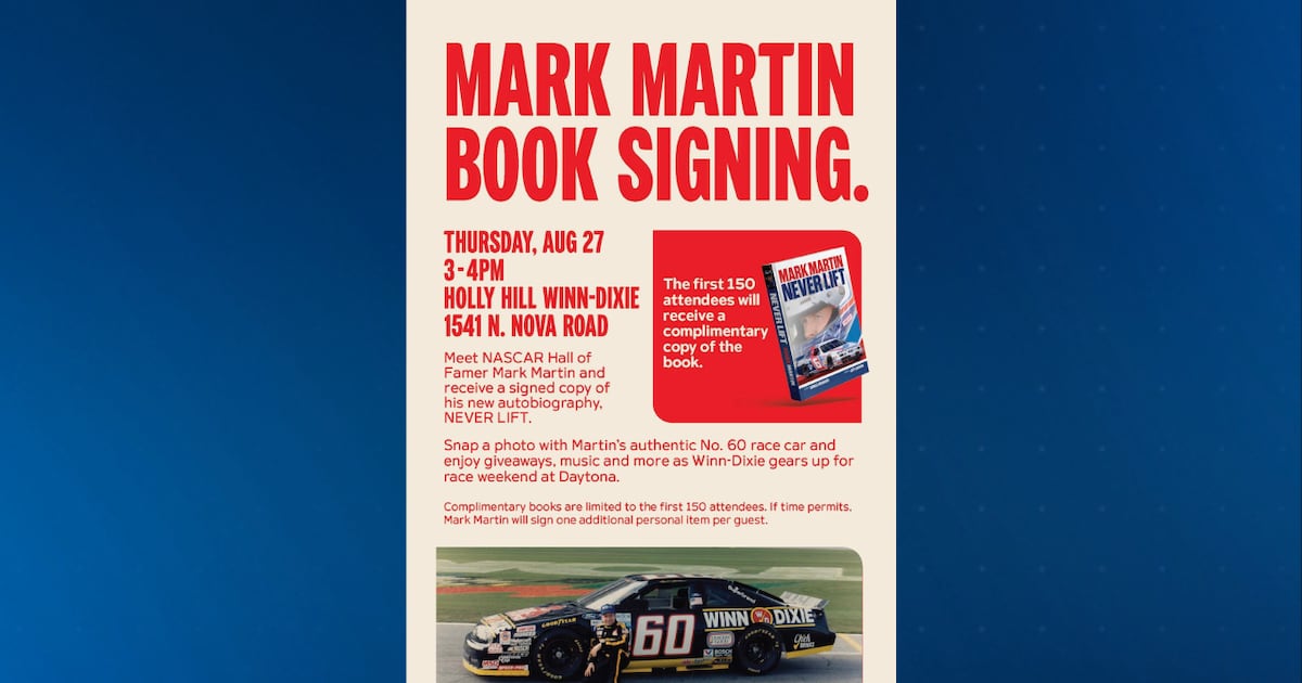 NASCAR stars Mark Martin and Ross Chastain visit Holly Hill