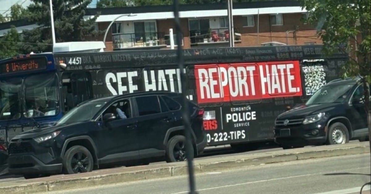 Edmonton Police called out over bus with snitch hotline banner