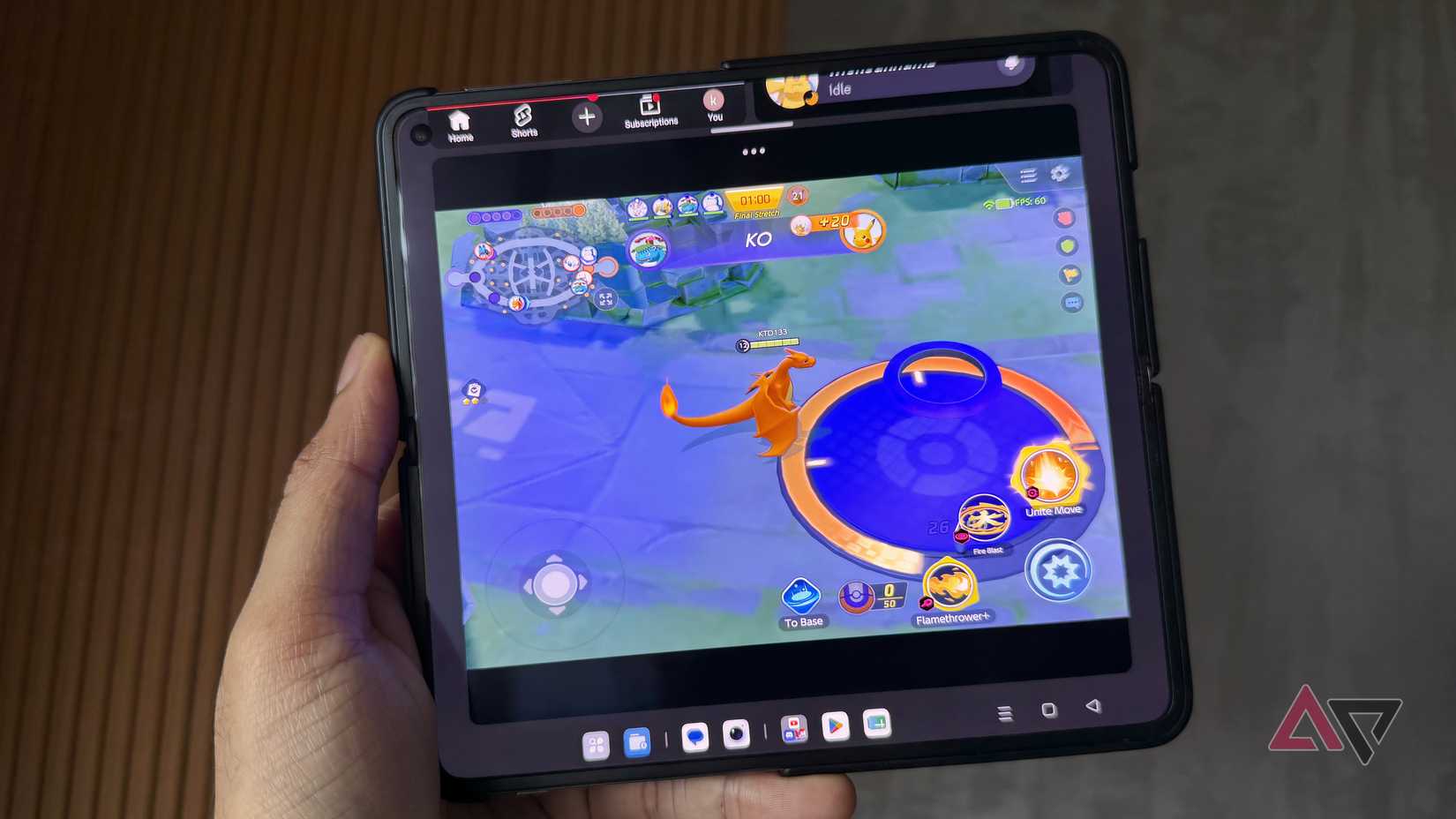 Pokemon Unite game is running on the OnePlus Open screen