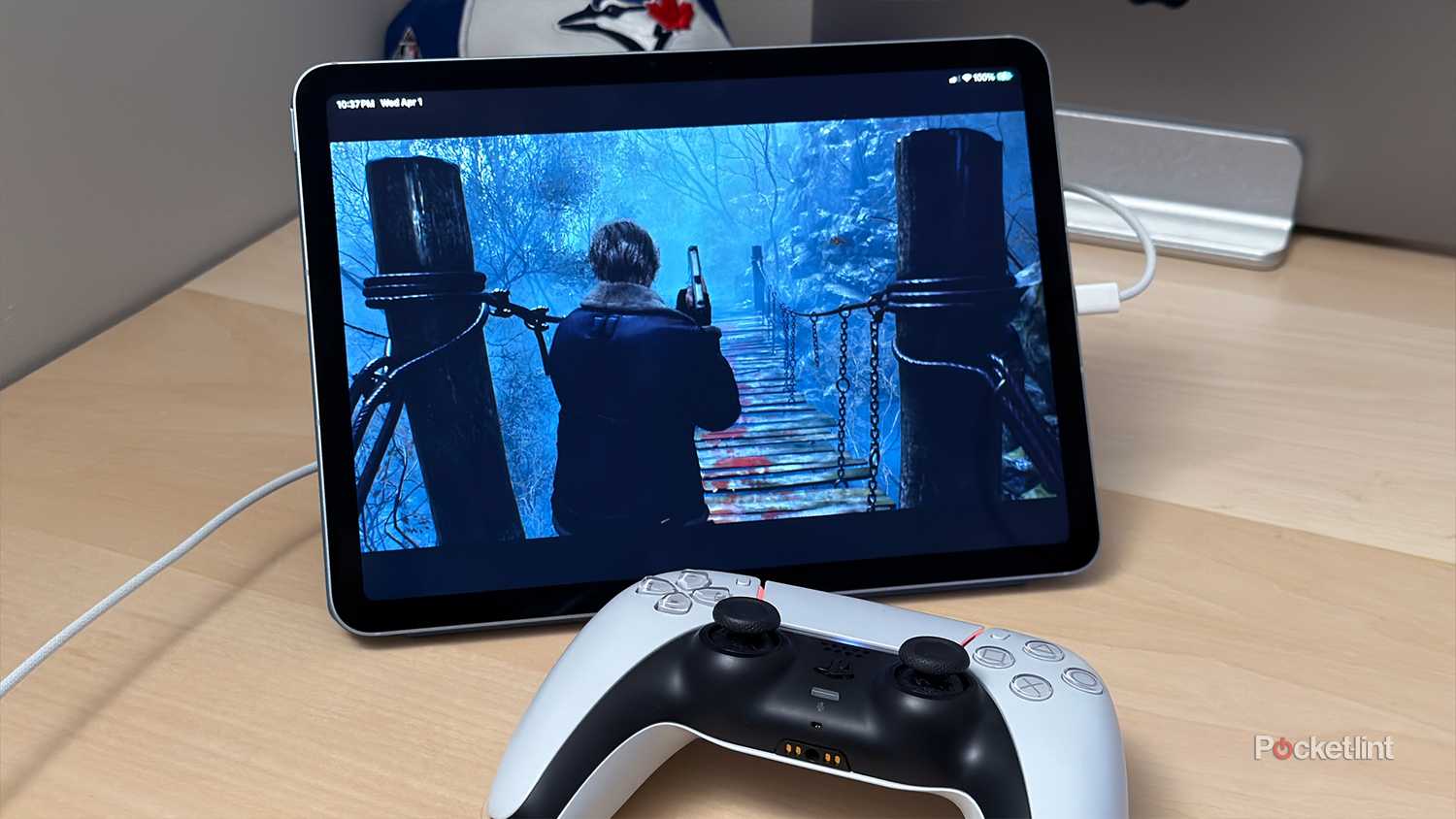 Playing Resident Evil 4 on an iPad Air.