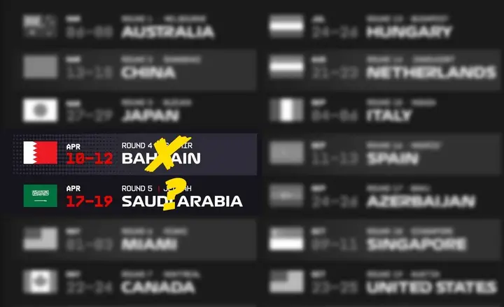 iran war f1 calendar