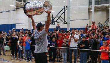 Martinook rides with Stanley Cup in Corvette to community event in Leduc