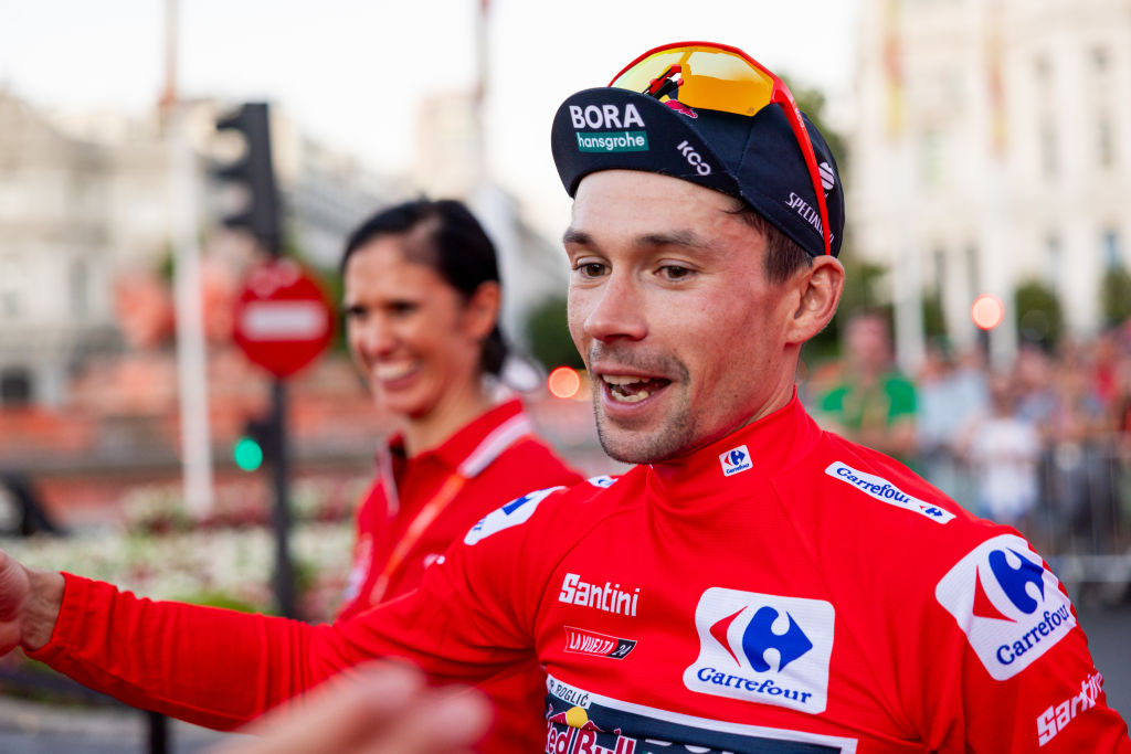 Primož Roglič celebrates victory in the 2024 Vuelta