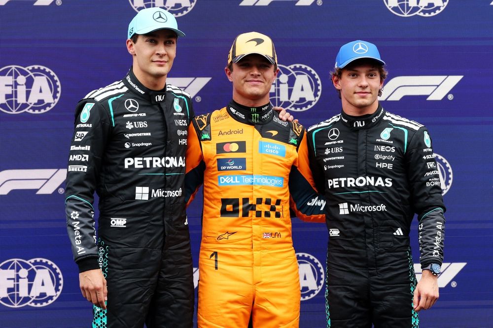 Lando Norris, McLaren, George Russell, Mercedes, Andrea Kimi Antonelli, Mercedes