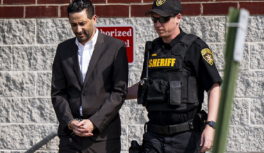 Luciano Frattolin is taken away in custody from the Essex County Court in Elizabethtown, New York on Friday, July 24, 2026. Luciano Frattolin charged with 2nd-degree murder and concealment of a human corpse.