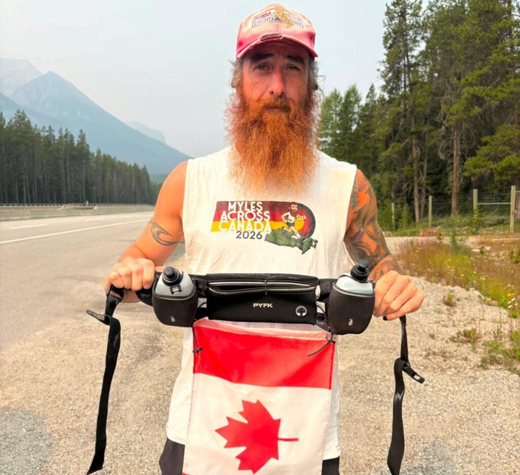 Myles Dininio during run across Canada for CAMH. Photo courtesy of Myles Dininio