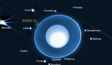 Voyager 2 discovered ten moons when it flew past Uranus in 1986. Nearly 40 years later, James Webb found one it missed: Uranus's 29th known moon, a tiny world only about 10 kilometres wide hiding among the planet's inner moons.
