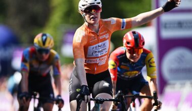 Charlotte Kool (Fenix-Premier Tech) wins stage 2 of the Baloise Ladies Tour in Zulte, Belgium. (Photo by Luc Claessen/Getty Images)