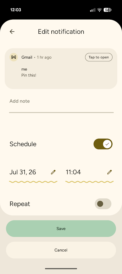 notification editor in pinnit app