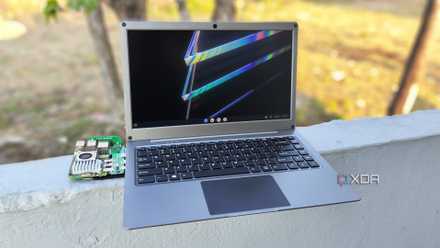 Running FydeOS on the Raspberry Pi 5, with the SBC connected to the CrowView Note 14