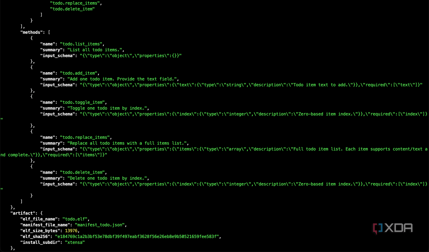 reTerminal Sticky showing the todo app's MCP server