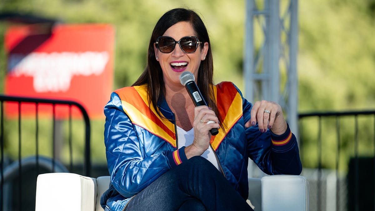 Sarah Spain speaks at NWSL Fan Fest in San Jose, California.