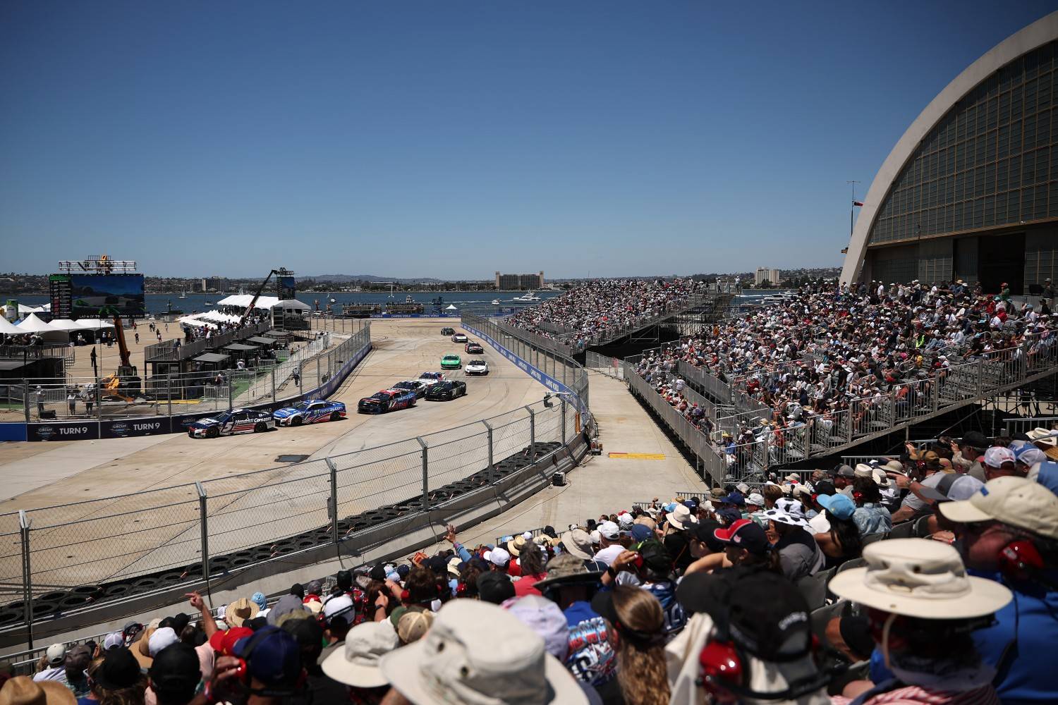 A general view of racing during the NASCAR Cup Series Anduril 250 at Naval Base Coronado on June 21, 2026 in San Diego, California. (Photo by James Gilbert/Getty Images for NASCAR)