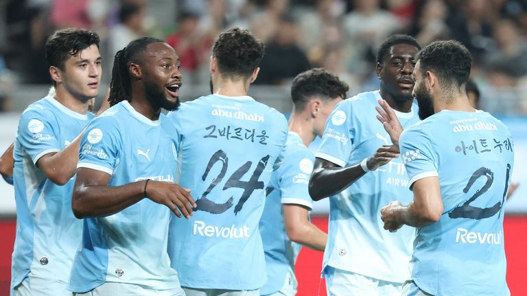 Man City celebrate their win over the K-League All Stars