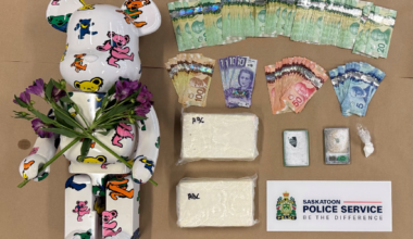 Items seized during a drug investigation in Saskatoon in July of 2026.